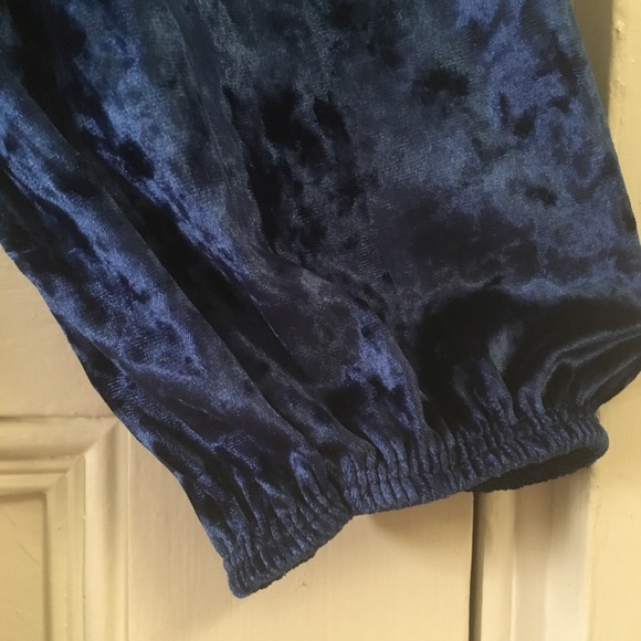 ASOS size 8 blue velvety mini dress stretch long puff sleeve NWT - Picture 10 of 17